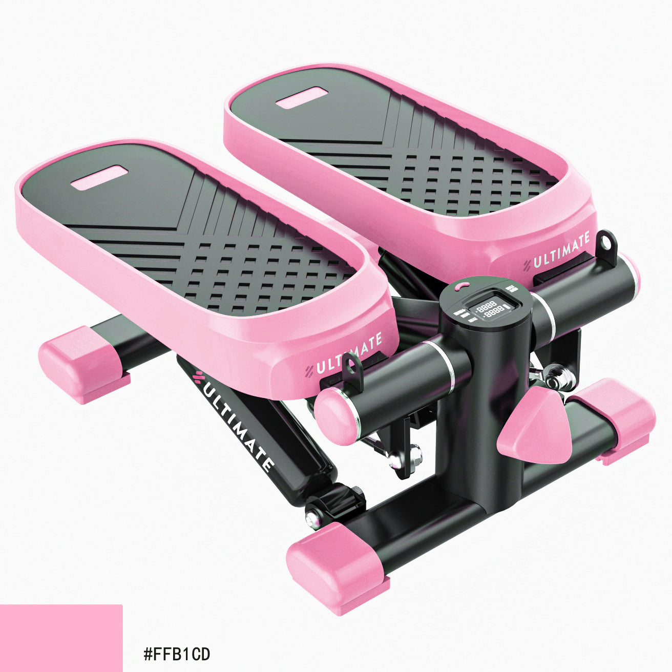Home Office Exercise 330LBS Capacity Mini Stepper with Resistance Bands and LCD Monitor Pink
