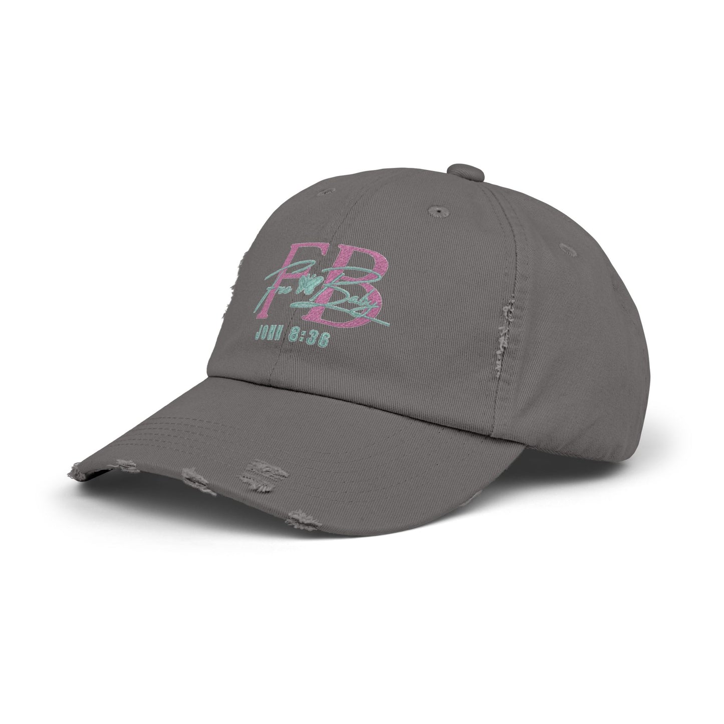Free-Baby Distressed Cap with Inspirational Design, Faith-Based Hat, Christian Apparel, Casual Summer Accessory, Gift for Believers