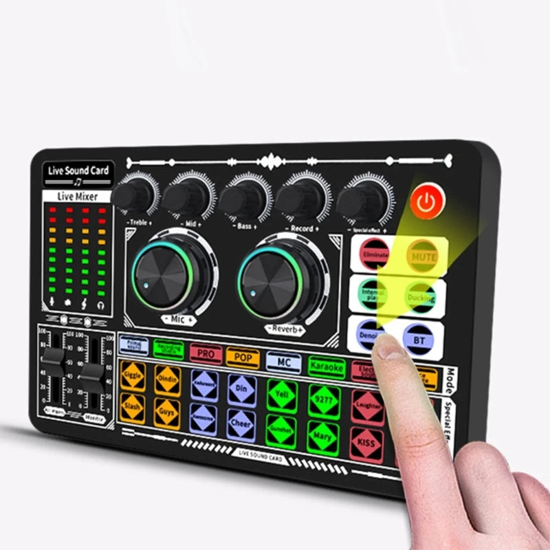 F999 Mixer Podcast Sound Board Live Sound Card for Live Recording Home KTV