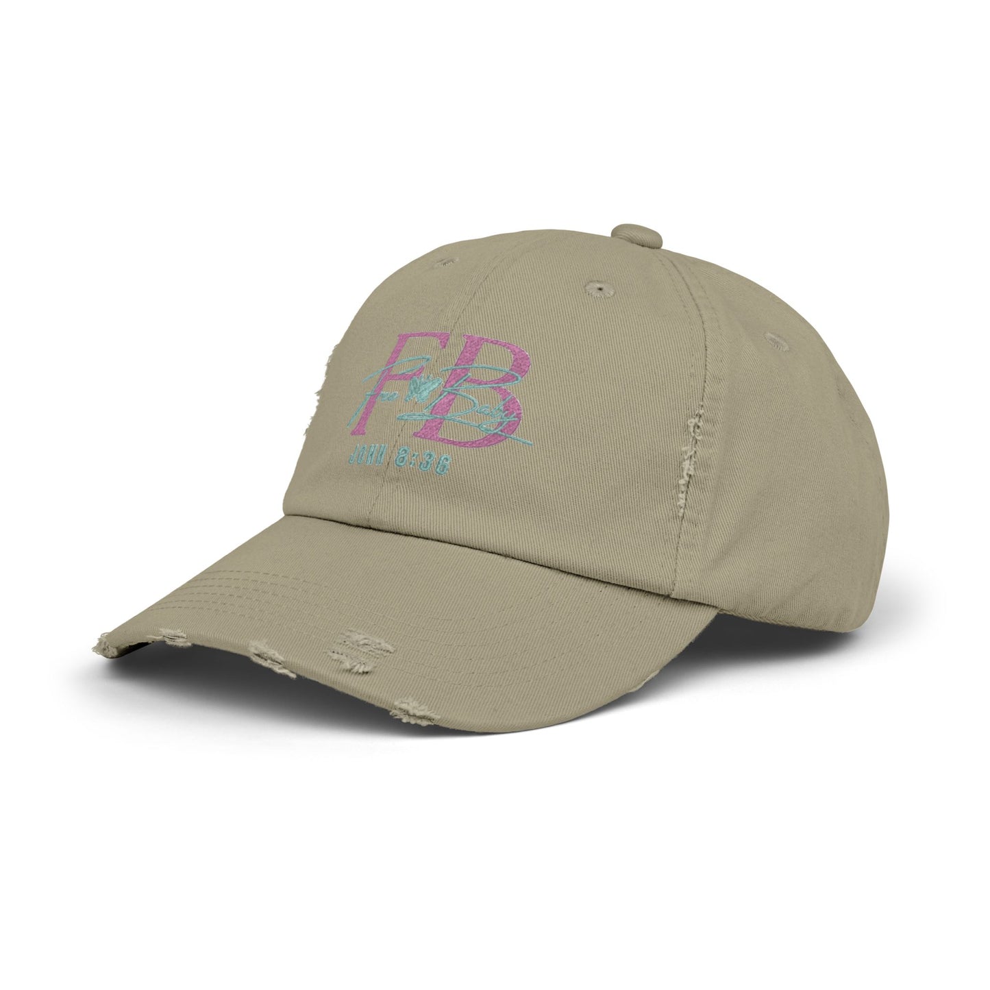 Free-Baby Distressed Cap with Inspirational Design, Faith-Based Hat, Christian Apparel, Casual Summer Accessory, Gift for Believers