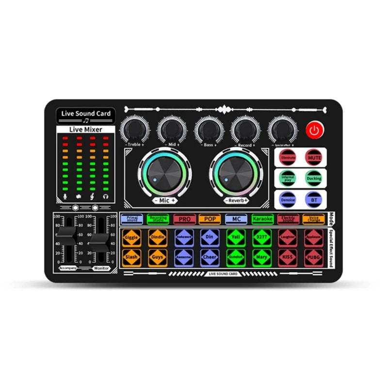 F999 Mixer Podcast Sound Board Live Sound Card for Live Recording Home KTV