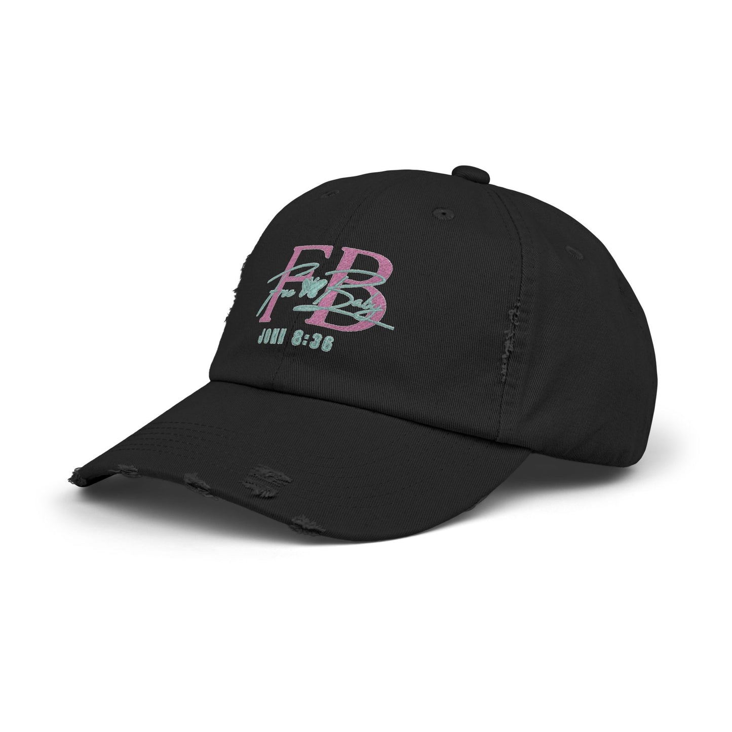 Free-Baby Distressed Cap with Inspirational Design, Faith-Based Hat, Christian Apparel, Casual Summer Accessory, Gift for Believers