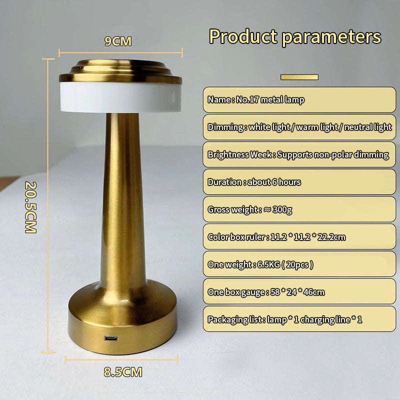 LED Retro Metal Desk Lamp USB Rechargeable Touch Desk Lamp Creative Bedside Night Light