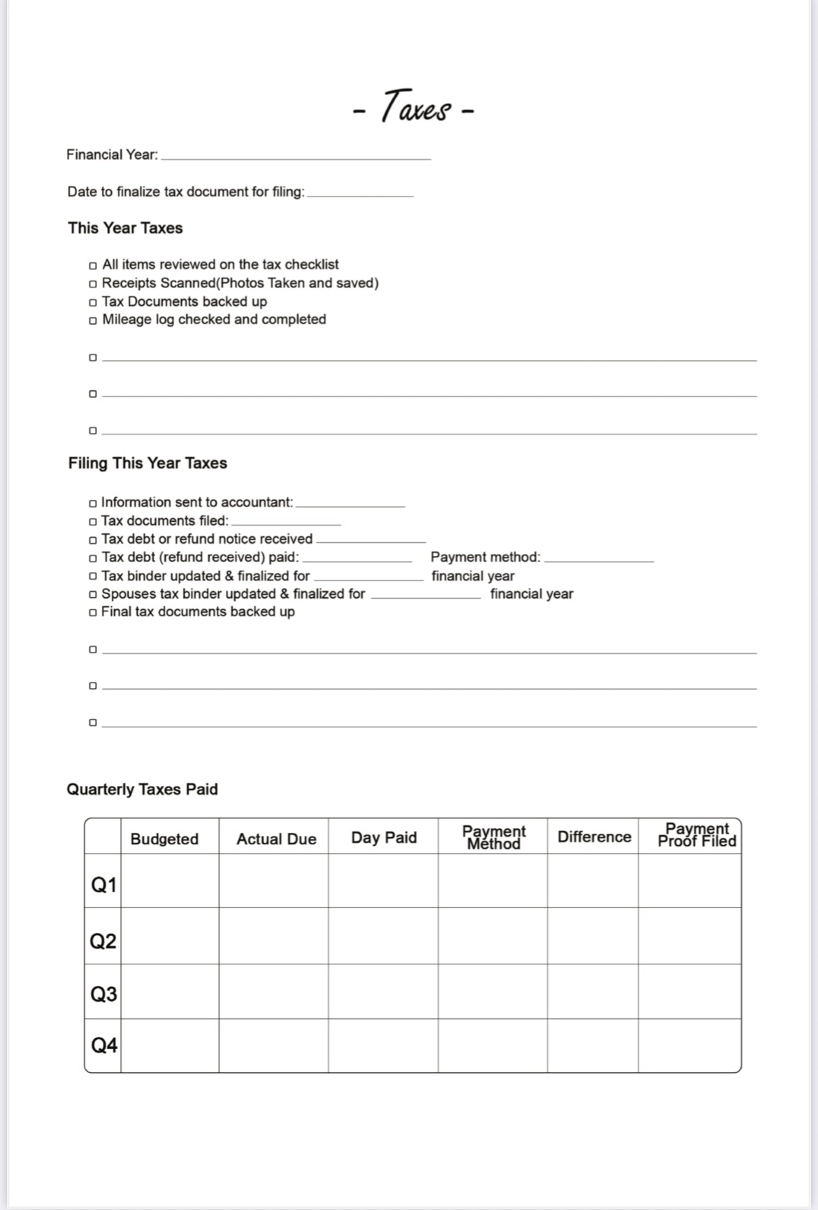 All Things Money Tax Journal