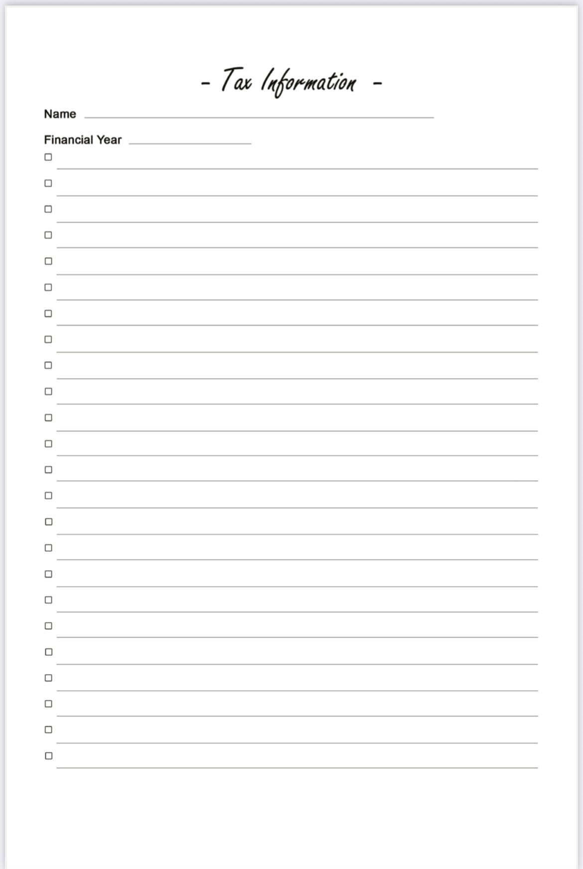 All Things Money Tax Journal