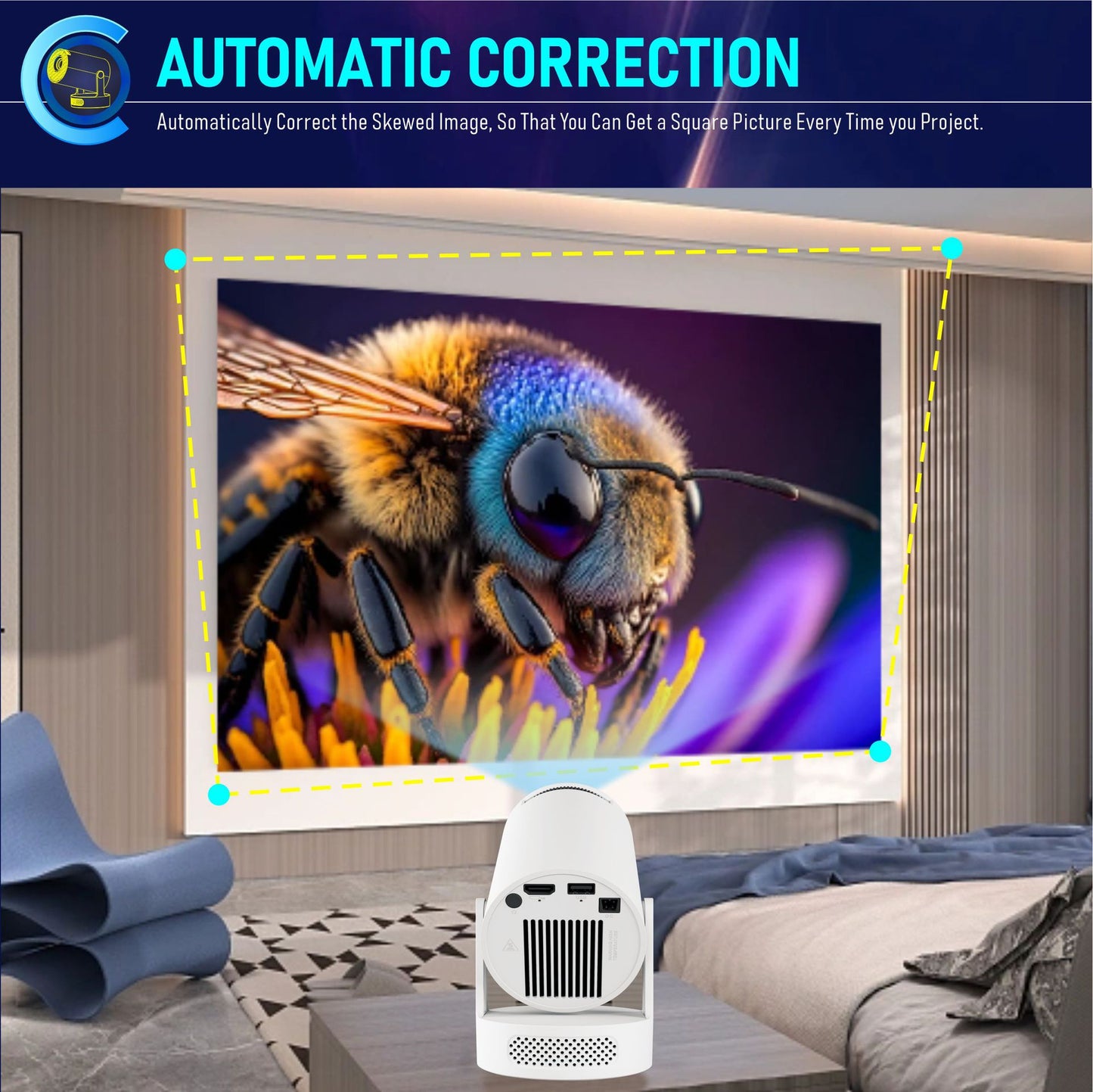 HY300Ultra Portable Projector H713 Android Barrel High-Definition Home Outdoor Projector