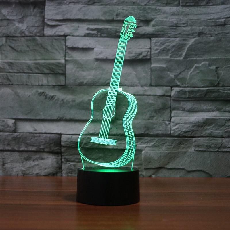 3D Optical Illusion LED guitar Night Light, 7 Color Changing Night Light, Room Decor Light, Table Desk Lamp