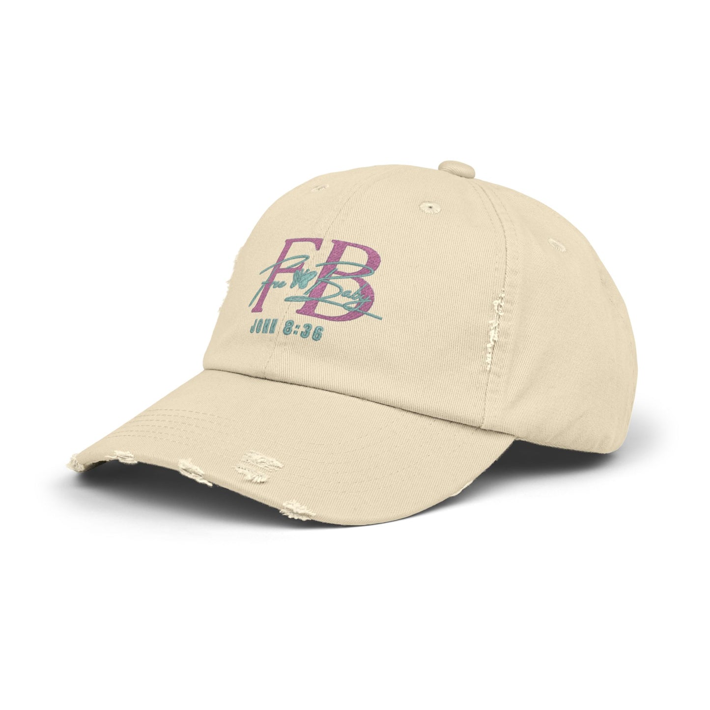 Free-Baby Distressed Cap with Inspirational Design, Faith-Based Hat, Christian Apparel, Casual Summer Accessory, Gift for Believers