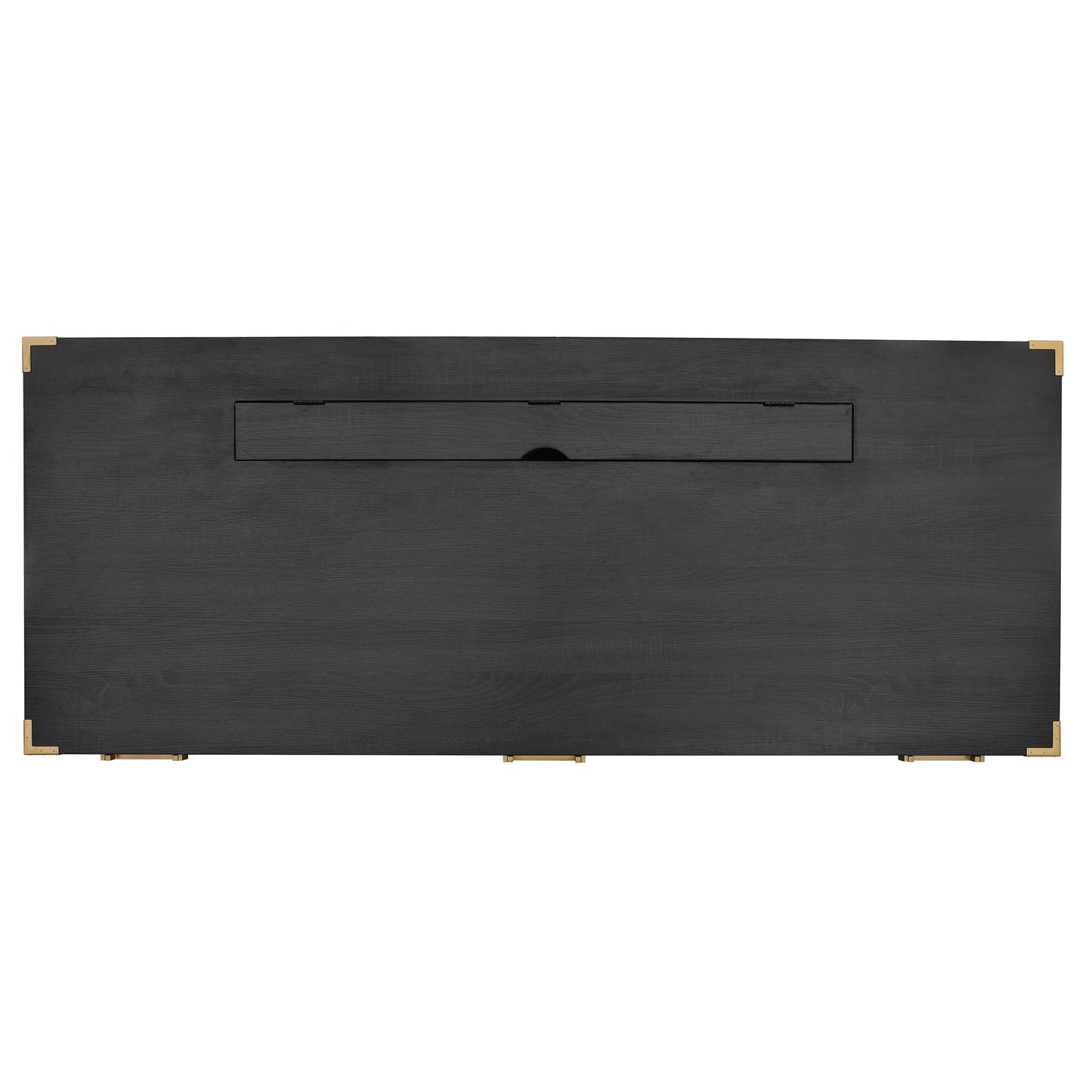 70 inch classic and traditional executive desk with metal trim, writing desk with 2 file drawers, USB ports, and sockets, black