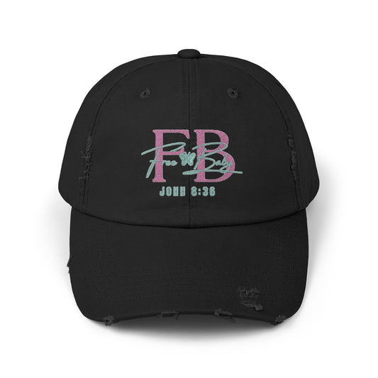 Free-Baby Distressed Cap with Inspirational Design, Faith-Based Hat, Christian Apparel, Casual Summer Accessory, Gift for Believers