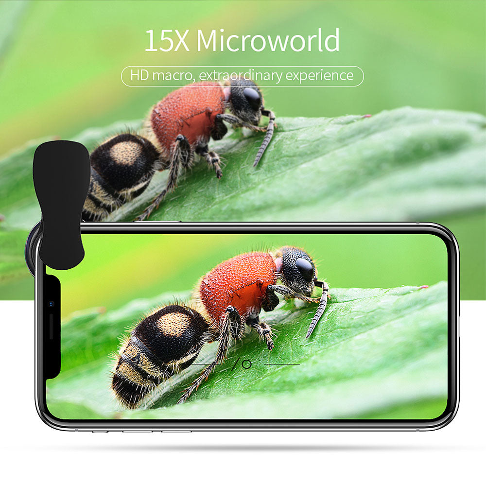 Essager 4K Wide Angle Macro Lens for iPhone Huawei 0.6X+15X Phone Camera Lens Zoom Lens for Smartphone Cell Mobile Phone Lenses