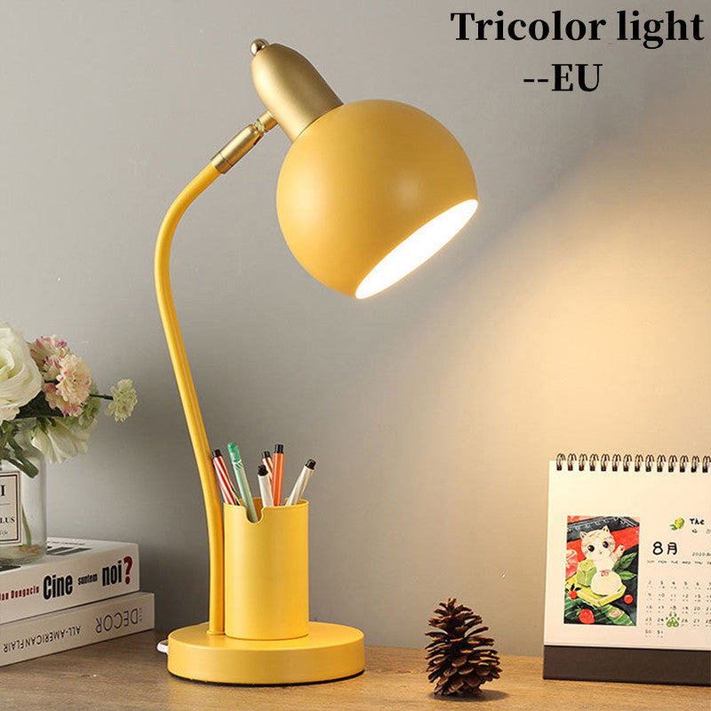Nordic Plug-In Creative Pen Holder Desk Lamp Eye Protection Desk Student Dormitory Bedroom Ins Girl Bedside Lamp