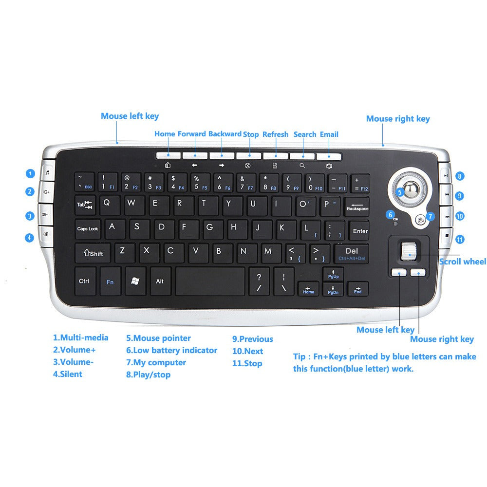 Air Flying Mouse Wireless Track Ball Keyboard Mini 2.4G Wireless Key Mouse 2-in-1 Mouse Keyboard Set